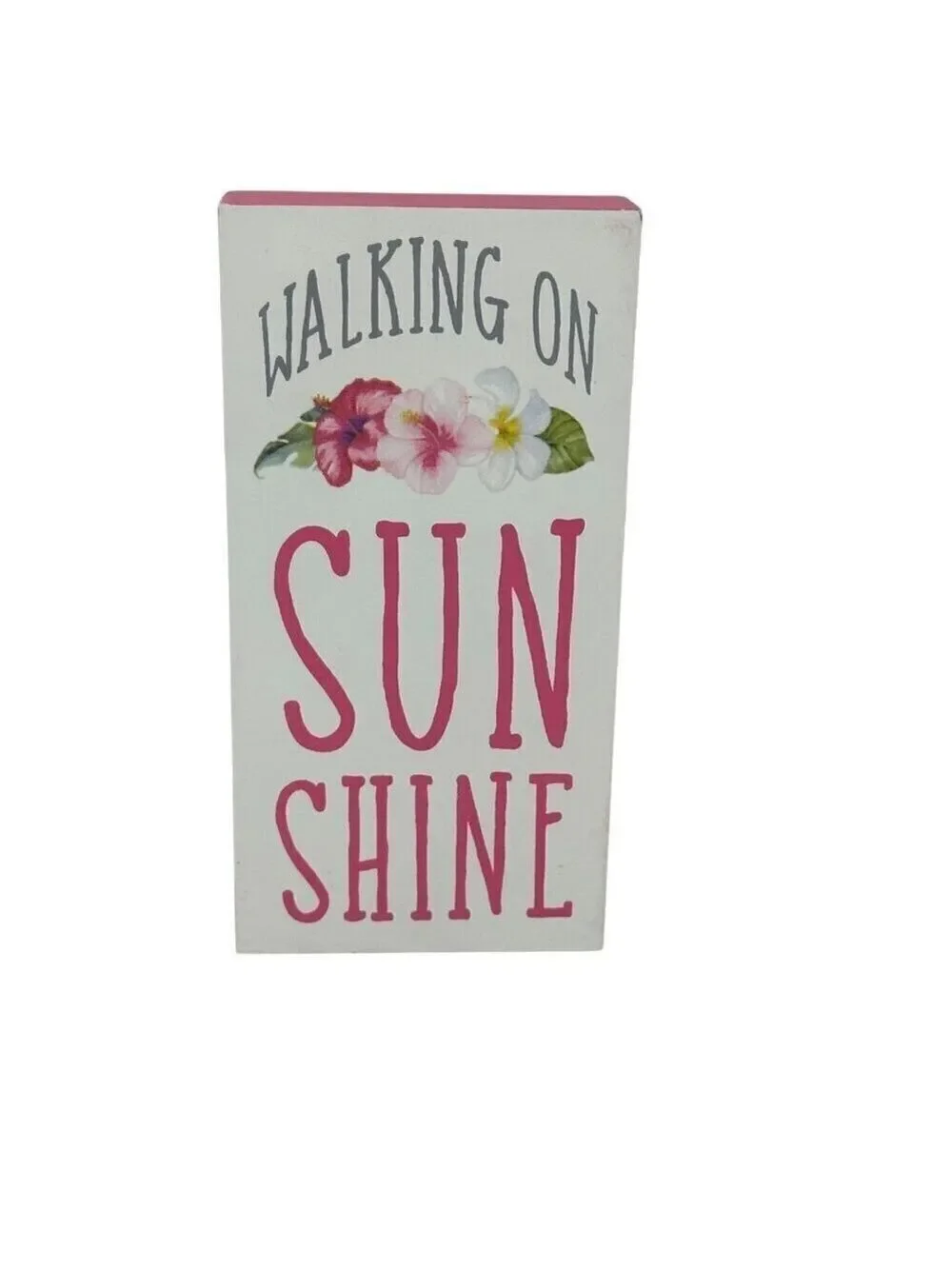 Tropical Wooden Block Sign Walking on Sunshine Floral Home Decor 6